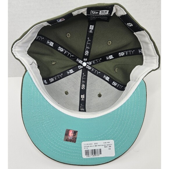 New ERA 59Fifty Chicago Bulls Fitted Hat Cap Rare Green Size 8 NEW With Tags - Picture 6 of 8